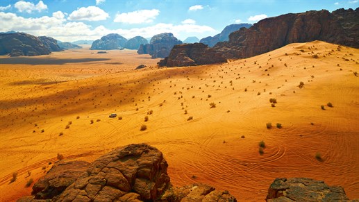 Fantastiske ørkenlandskap i Wadi Rum, Jordan